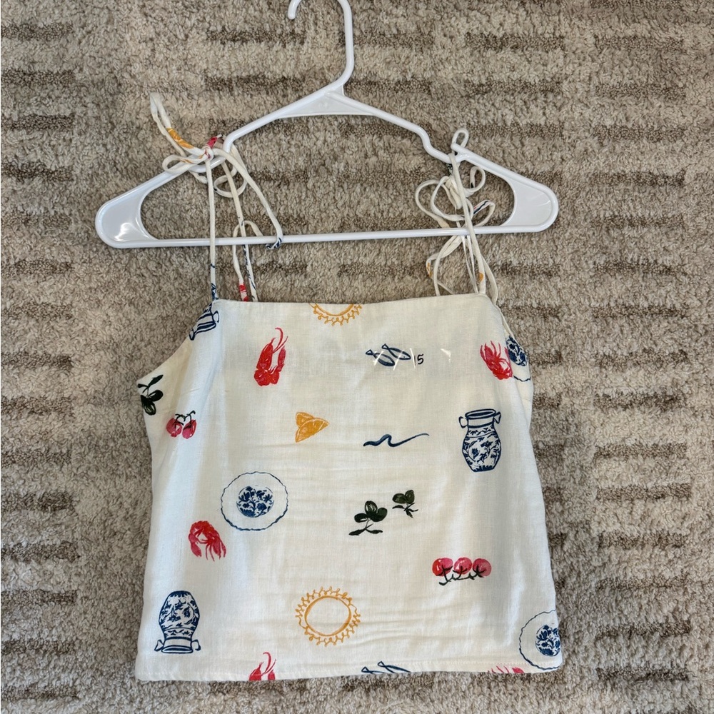 Abercrombie & Fitch Cream Camisole with Multicolor Print